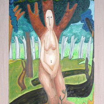 Pintura titulada "Lady In The Forest…" por Gerald Shepherd F.F.P.S., Obra de arte original, Oleo