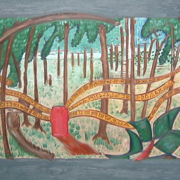 Painting titled "Sculpture In A Wood" by Gerald Shepherd F.F.P.S., Original Artwork, Oil