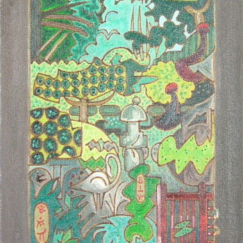 Pintura intitulada "Meditation In A Jap…" por Gerald Shepherd F.F.P.S., Obras de arte originais, Óleo