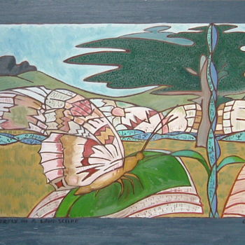 Pintura intitulada "Butterfly In A Land…" por Gerald Shepherd F.F.P.S., Obras de arte originais, Óleo