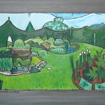 「The Honeymoon Garden」というタイトルの絵画 Gerald Shepherd F.F.P.S.によって, オリジナルのアートワーク, オイル