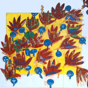 Картина под названием "Big And Small Leaves" - Gerald Shepherd F.F.P.S., Подлинное произведение искусства, Акрил