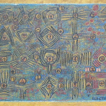 Painting titled "Electron Words" by Gerald Shepherd F.F.P.S., Original Artwork, Oil