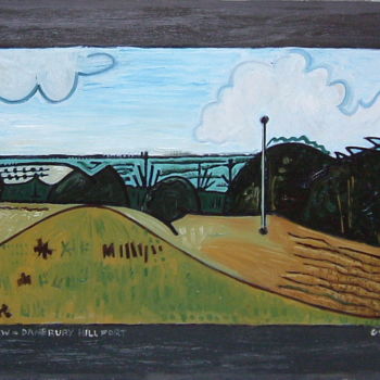 Картина под названием "View - Danebury Hil…" - Gerald Shepherd F.F.P.S., Подлинное произведение искусства, Масло