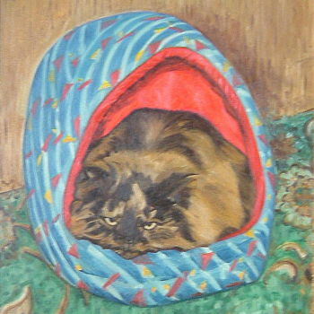 Картина под названием "Mitzi In Bed - Alte…" - Gerald Shepherd F.F.P.S., Подлинное произведение искусства, Масло