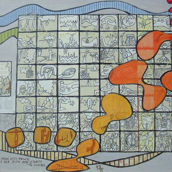 Dessin intitulée "The Old Man Sits Do…" par Gerald Shepherd F.F.P.S., Œuvre d'art originale, Crayon
