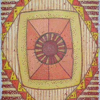 Malerei mit dem Titel "African Shield Vari…" von Gerald Shepherd F.F.P.S., Original-Kunstwerk, Acryl