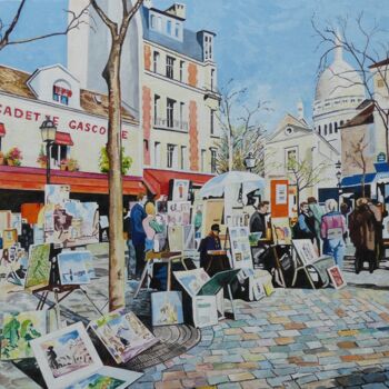 Painting titled "Place du Tertre -" by Gérard Baty, Original Artwork, Oil