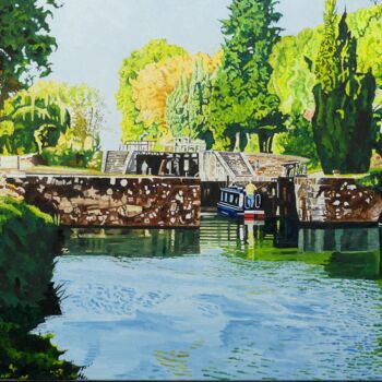 「Canal du midi- Une…」というタイトルの絵画 Gérard Batyによって, オリジナルのアートワーク, オイル