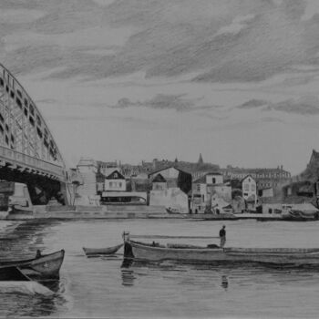 Drawing titled "Paris - La Seine et…" by Gérard Baty, Original Artwork, Pencil