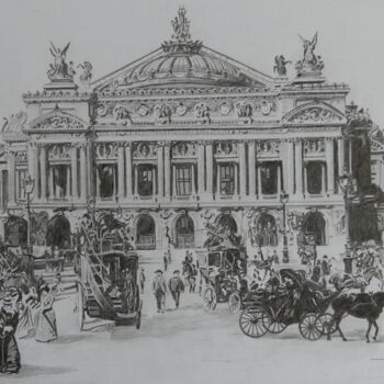 「Place de l'Opéra le…」というタイトルの描画 Gérard Batyによって, オリジナルのアートワーク