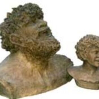 Sculpture titled "bacchus et le faune" by Gérard Beaucousin, Original Artwork