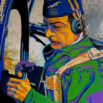 Painting titled "Pilote de guerre" by Gg, Original Artwork, Acrylic