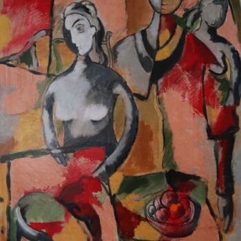 Peinture intitulée "Coupe de fruits" par Gérard Capron (G.CAPRON), Œuvre d'art originale, Acrylique