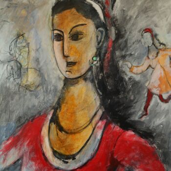 Pintura intitulada "La robe rouge" por Gérard Capron (G.CAPRON), Obras de arte originais, Acrílico