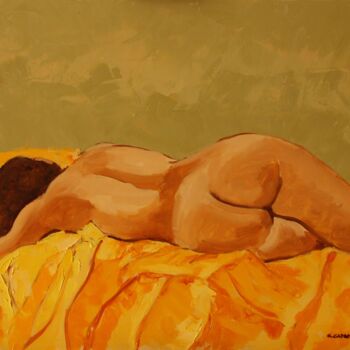 Painting titled "La sieste" by Gérard Capron (G.CAPRON), Original Artwork, Oil