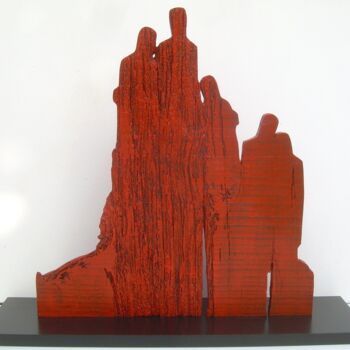 Sculpture titled "Famille 19 03" by Gérard Cottereau, Original Artwork, Wood