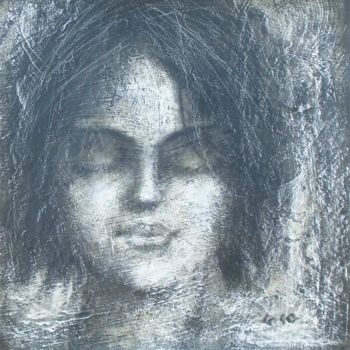 Drawing titled "Visage" by Gérard Cottereau, Original Artwork, Chalk