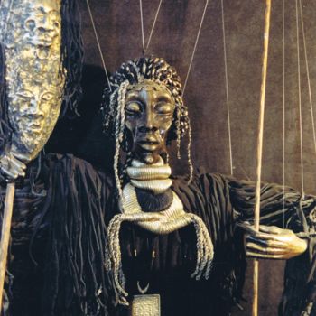 Arte tessile intitolato "L'africain" da Gérard Courcelle, Opera d'arte originale, Tessuto