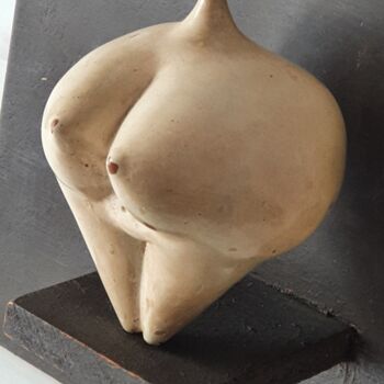 Sculpture titled "Buste de femme 3" by Gérard Cyne, Original Artwork, Wood