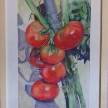 Pintura intitulada "Tomates Marmande" por Gerard Dessertine, Obras de arte originais, Aquarela