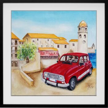 Painting titled "Vacances à Colliour…" by Gerard Dessertine, Original Artwork, Oil Mounted on Wood Stretcher frame