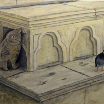 Malerei mit dem Titel "289 - Le chat et le…" von Gdlapalette, Original-Kunstwerk, Acryl Auf Keilrahmen aus Holz montiert