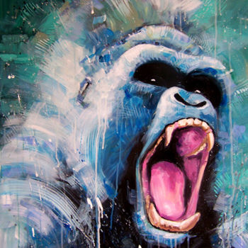 "gorille en fureur" başlıklı Tablo Gerard Duboscq tarafından, Orijinal sanat, Akrilik
