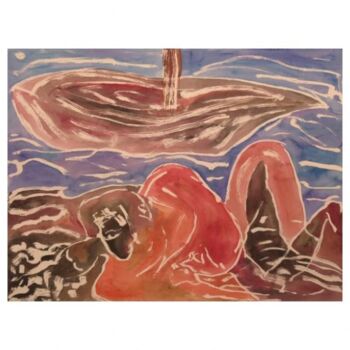Painting titled "La mer" by Gerard Elleboudt, Original Artwork