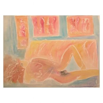 Painting titled "pose couchée" by Gerard Elleboudt, Original Artwork