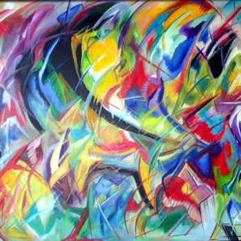 Painting titled "Danse des papillons" by Gérard Favory, Original Artwork, Oil