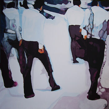 Картина под названием "white shirts" - Gerard Jouannet, Подлинное произведение искусства, Акрил