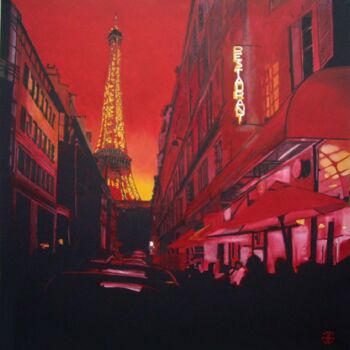 Malarstwo zatytułowany „paris by night” autorstwa Gerard Jouannet, Oryginalna praca, Akryl