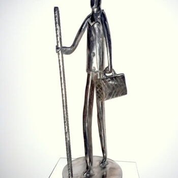 Skulptur mit dem Titel "LE PELERIN DE COMPO…" von Gerard Lami, Original-Kunstwerk, Metalle