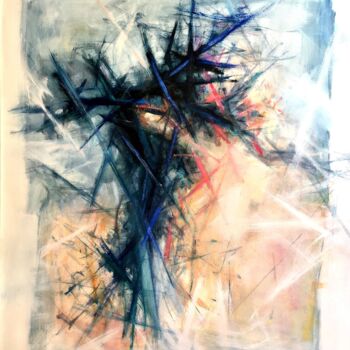 Painting titled "Cross brushstrokes" by Gerard Leclercq, Original Artwork, Acrylic Mounted on Wood Panel