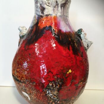 设计 标题为“vase col blanc” 由Gerard Leclercq, 原创艺术品, 粘土