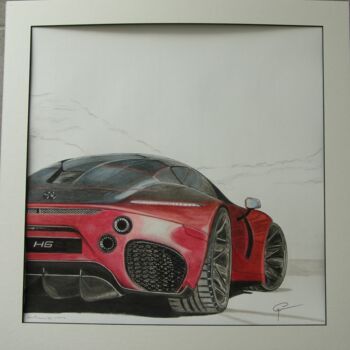 Drawing titled "dessin voiture H6 j…" by Gerard Marteau, Original Artwork, Pencil