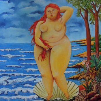 Картина под названием "La naissance de Vén…" - Gérard Michel, Подлинное произведение искусства, Масло Установлен на Деревянн…