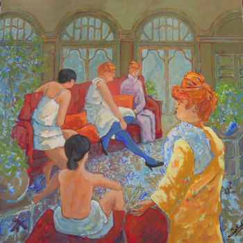 Peinture intitulée "ces Dames du Lupanar" par Gérard Michel, Œuvre d'art originale, Acrylique Monté sur Châssis en bois