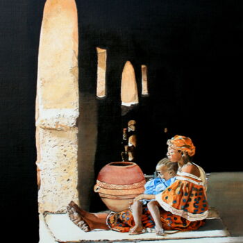 Pintura titulada "Dedale village de t…" por Gerard Monborren, Obra de arte original, Oleo Montado en Bastidor de camilla de…