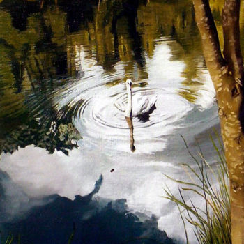 Peinture intitulée "cygne se l'Alleu" par Gerard Monborren, Œuvre d'art originale, Huile