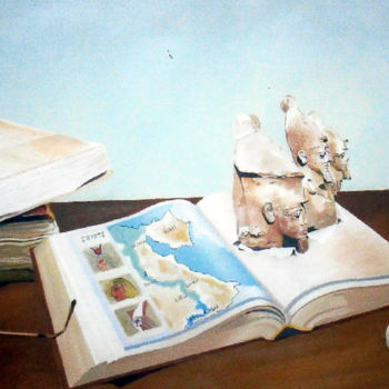 Painting titled "livre-de-voyage" by Gerard Monborren, Original Artwork, Oil