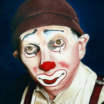 Painting titled "clown-triste" by Gerard Monborren, Original Artwork, Oil