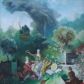 Pittura intitolato "L'amant couronné d'…" da Gérard Pinel, Opera d'arte originale, Olio