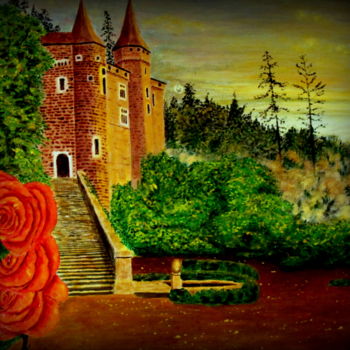 Картина под названием "Le château dans la…" - Gérard Pitavy, Подлинное произведение искусства, Акрил