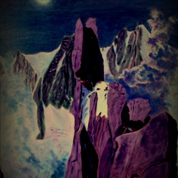 Painting titled "Aiguille de nuit" by Gérard Pitavy, Original Artwork, Acrylic