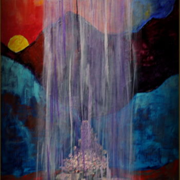 Painting titled "Rideau d'eau" by Gérard Pitavy, Original Artwork, Acrylic