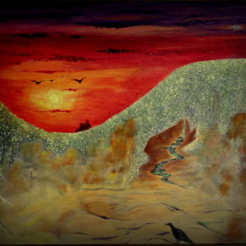 Peinture intitulée "Le corbeau" par Gérard Pitavy, Œuvre d'art originale, Acrylique