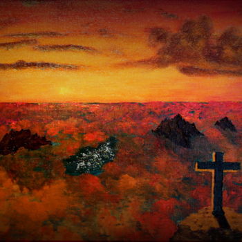 Painting titled "The cross on the top" by Gérard Pitavy, Original Artwork, Acrylic