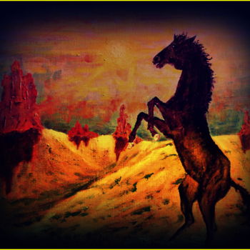 Картина под названием "Mustang" - Gérard Pitavy, Подлинное произведение искусства, Акрил